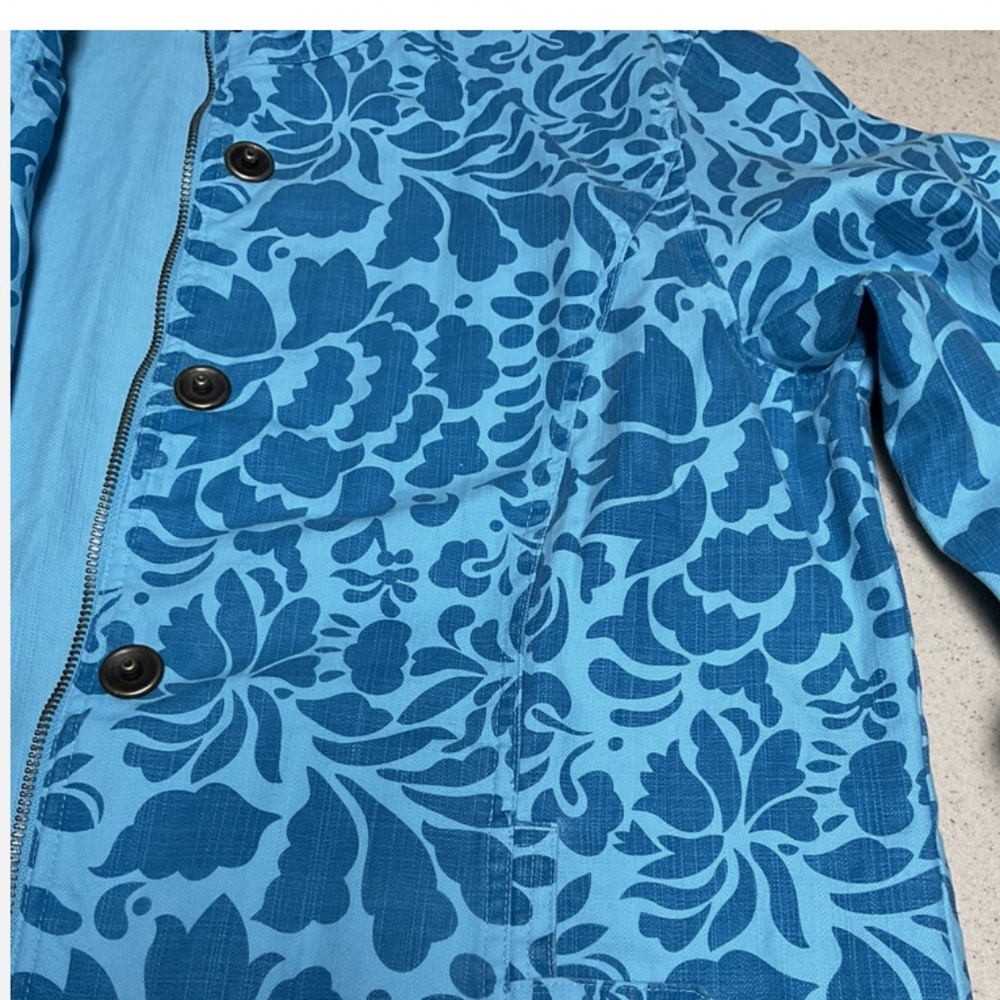 Coldwater Creek Damask Blue Medium Full Zip With Snaps Jacket New with TAG - Picture 5 of 10